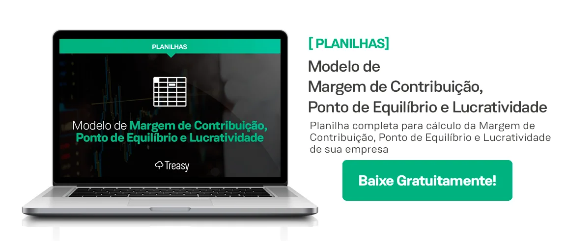 Banner promocional planilhas modelo margem constribuição ponto equilíbrio lucratividade