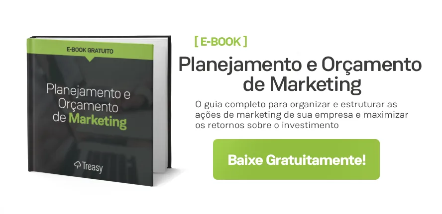 Banner verde degradê para download do ebook completo de orçamento marketing Treasy