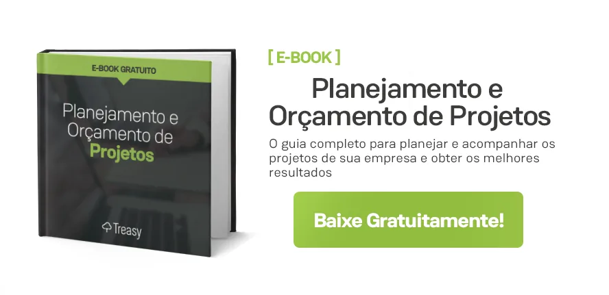 Banner verde CTA oferece download gratuito ebook orçamento de um projecto com botão destacado
