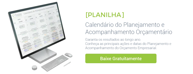Planilha Treasy calendário organograma financeiro planejamento orçamentário períodos