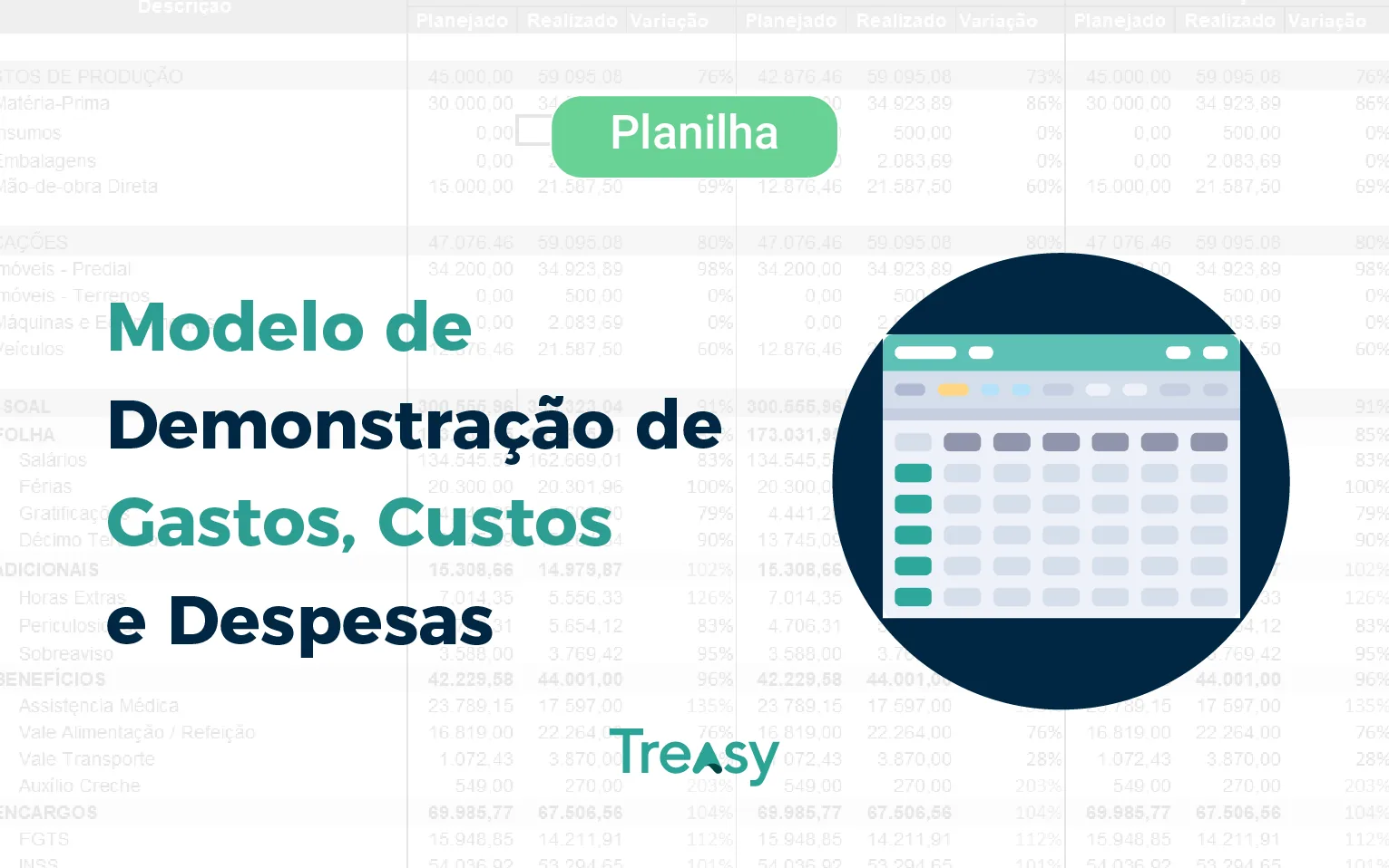 Modelo planilha demonstração gastos com fluxo operacional estruturado
