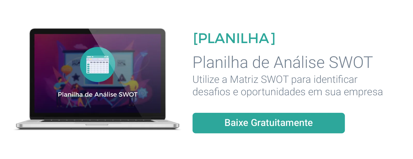 Call to action mostrando planilha matriz FOFA para download gratuito