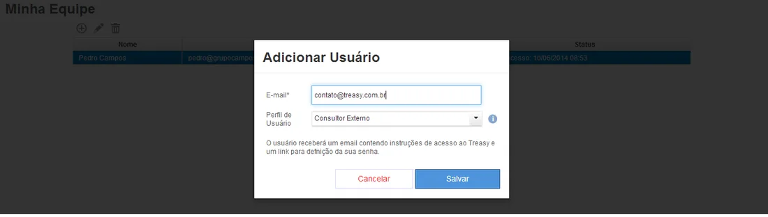 Interface aplicativo opção adicionar usuário acesso conta empresa multiplas contas
