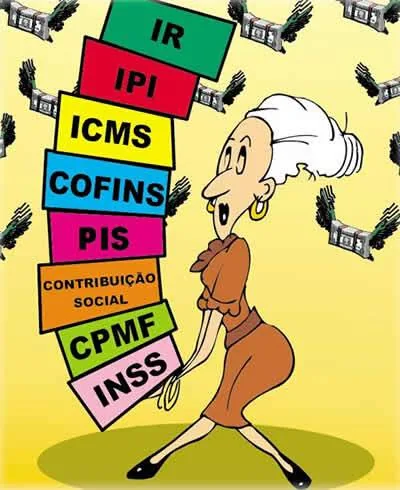 Ilustração mulher carregando pilha de obrigações fiscais e impostos parte fiscal de uma empresa