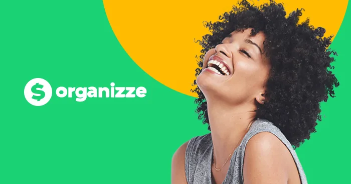 Ilustração mulher fundo colorido representando controle financeiro Organizze empresas