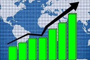 Gráfico de barras em crescimento evidenciando estratégia de expansão de negócios