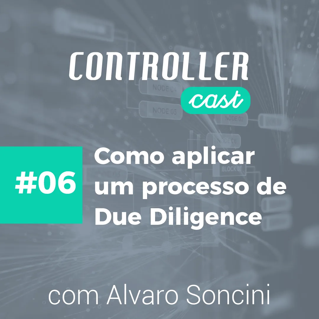 Arte promocional do especialista Álvaro Soncini no episódio sobre processo de due diligence corporativa