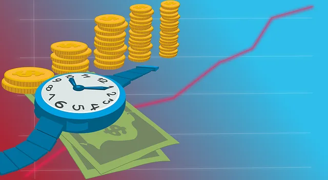 Gráfico 3D pilhas moedas coloridas mostrando o que é receita recorrente