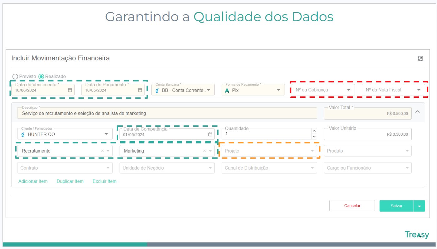 Garantindo a qualidade dos dados — formulário de lançamento